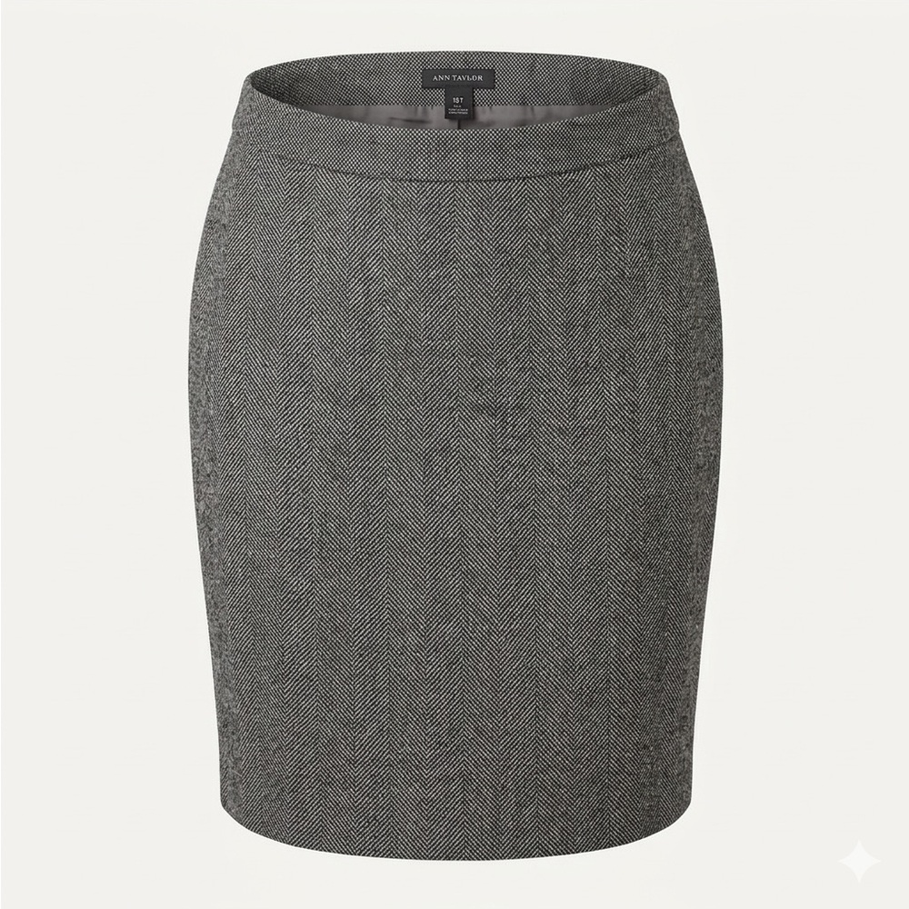 Ann Taylor Black and White Tweed Pencil Skirt 16 Tall Lined Classic Workwear - Picture 1 of 7